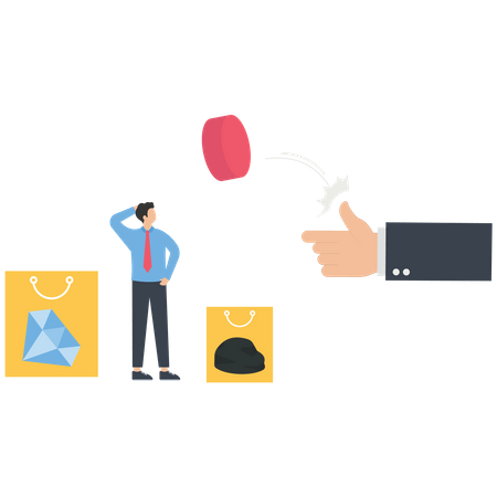 Businessman tossing coin  Illustration