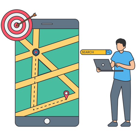 Businessman tracking business target  Illustration