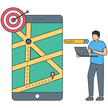 Businessman tracking business target  Illustration