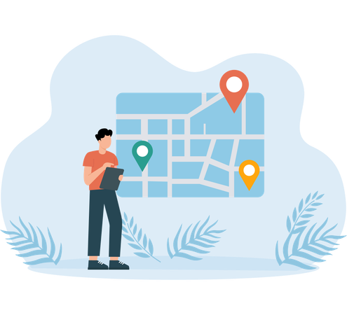 Businessman tracking product location  Illustration