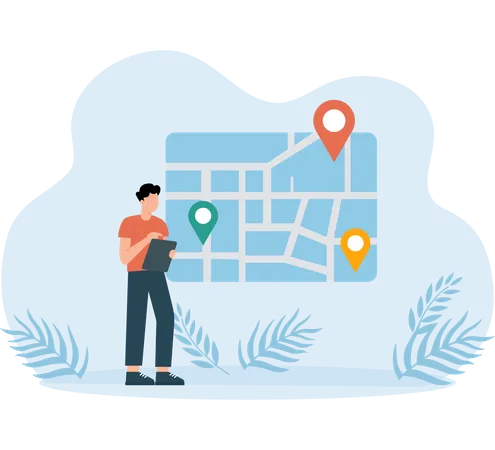 Businessman tracking product location  Illustration