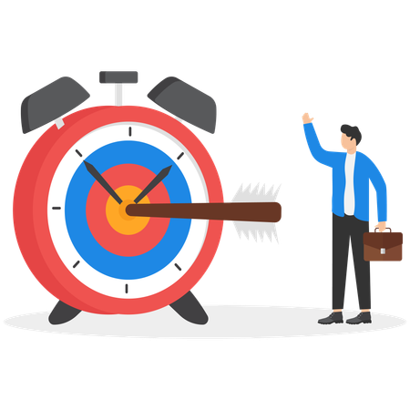Businessman tracking progress of work process and success of tasks,  Illustration