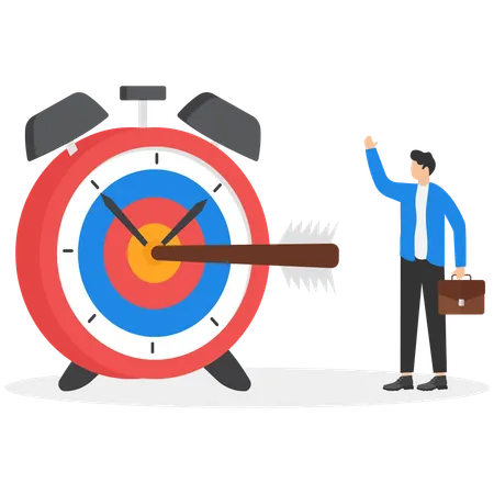 Businessman tracking progress of work process and success of tasks,  Illustration