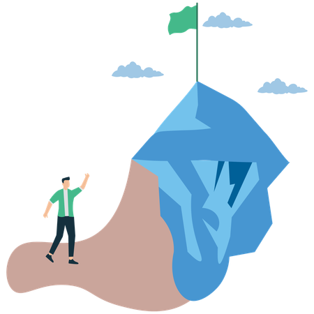 Businessman tracking Progress Toward Business Goals  Illustration