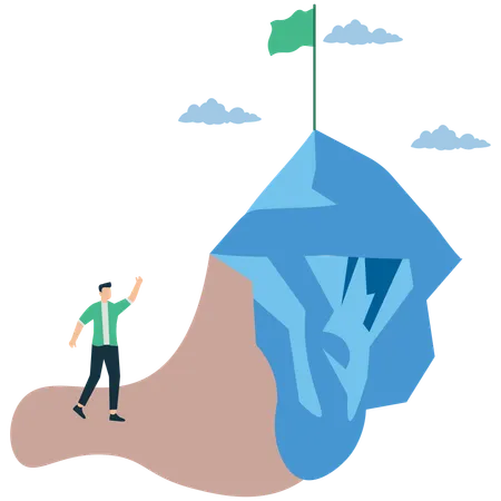 Businessman tracking Progress Toward Business Goals  Illustration
