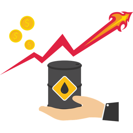 Businessman tracks oil report chart  Illustration