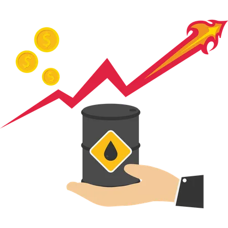 Businessman tracks oil report chart  Illustration