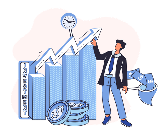 Businessman trading during trade timings  Illustration