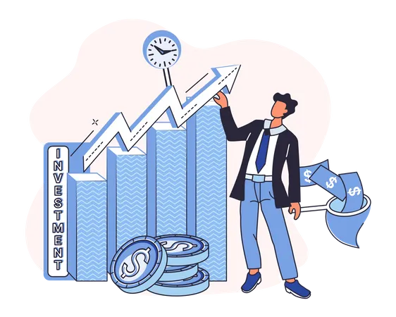 Investment Saving Money And Finance Business Growth Concept Metaphor Analyzes Charts And Indicators Of Income Growth Investment Income From Securities And Other Non Commercial Investments Dividends Illustration