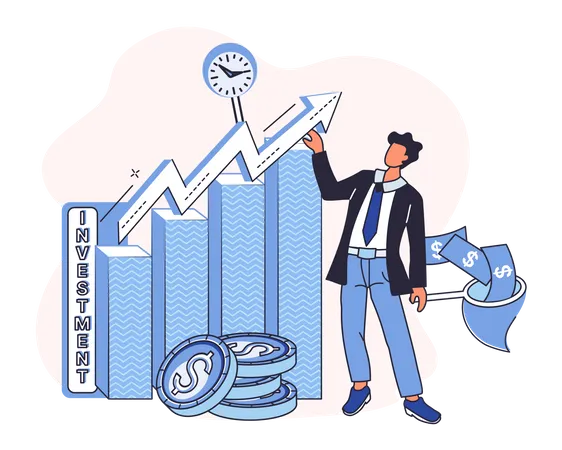 Businessman trading during trade timings  Illustration