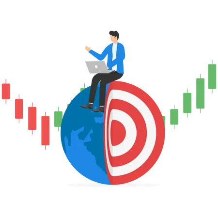 Global Stock Market World Or International Investment Financial Analysis Or Earning Growth Stock Trading Concept Smart Businessman Investor Trading On Laptop On The Globe With Financial Graph Illustration