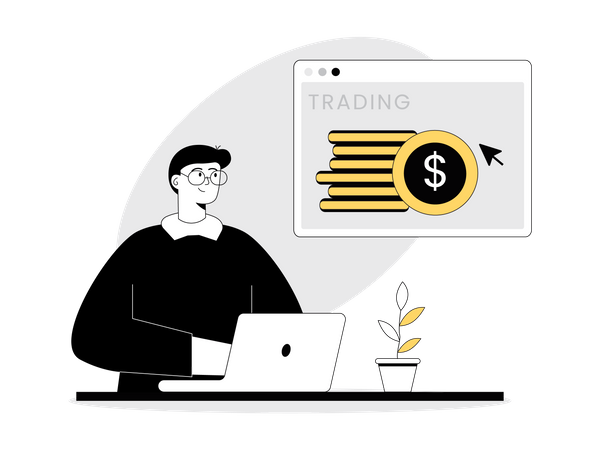 Businessman trading online Illustration
