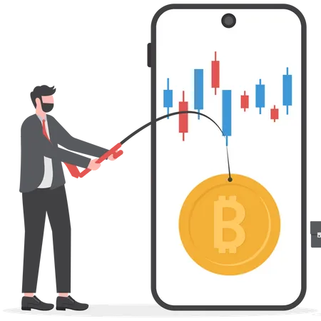 Businessman trading strategy in bitcoin  Illustration