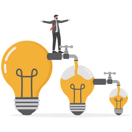 Sharing Idea To New Lightbulb Concept Businessman Transfer Idea To New Lightbulb Creativity Innovation Or Learning New Skills Transfer Information Vector Illustrator Illustration
