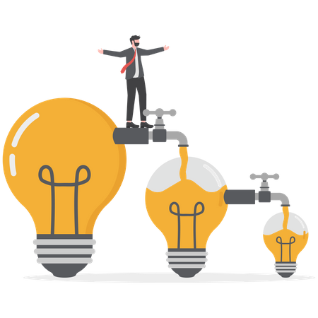 Businessman transfer idea to new lightbulb  Illustration