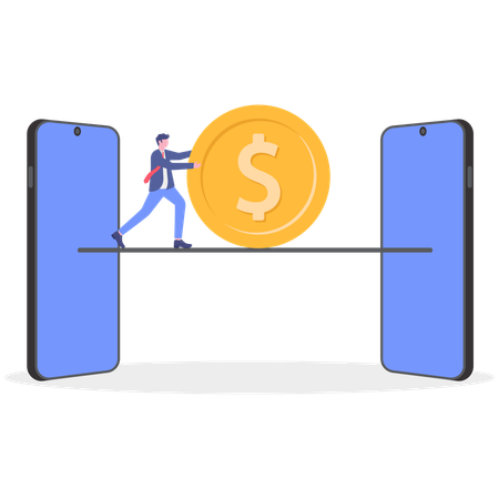 Businessman transfer money online  Illustration