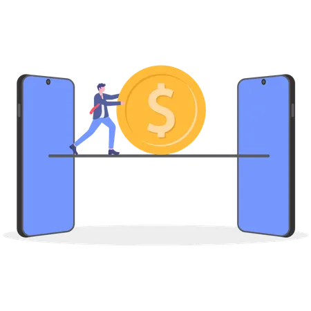 Businessman transfer money online  Illustration