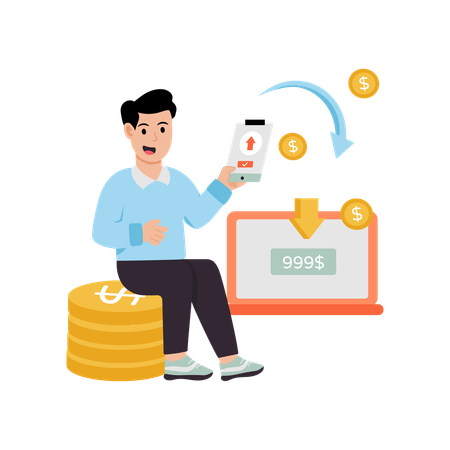 Businessman Transferring Money  Illustration