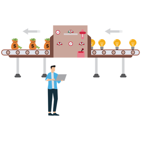 Businessman Transformation idea to money  Illustration