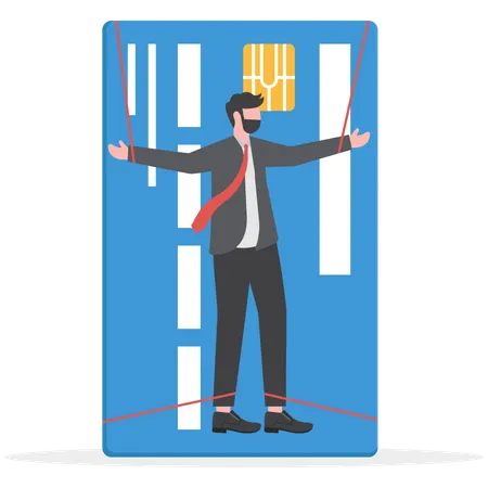 Businessman Trap With Credit Card Phishing Debt Concept Illustration