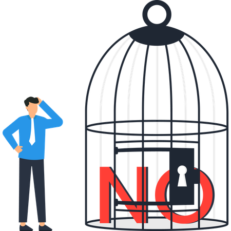 Businessman trapped by NO  Illustration
