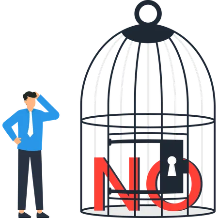 Businessman trapped by NO  Illustration