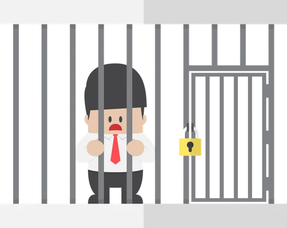 Businessman Trapped In A Cage VECTOR EPS 10 Illustration