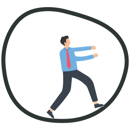 Businessman trapped in a circle  Illustration