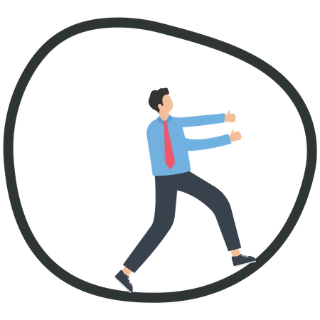 Businessman trapped in a circle  Illustration