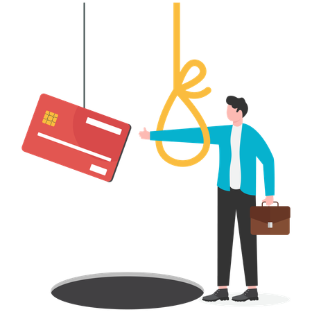 Businessman trapped in card payment  Illustration