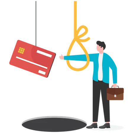 Businessman trapped in card payment  Illustration