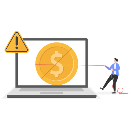 Businessman trapped in cyber attack  Illustration