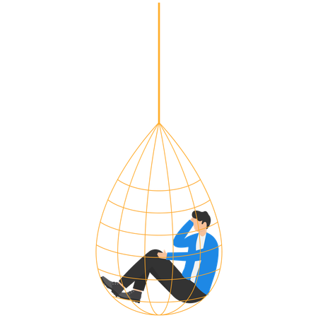 Businessman trapped in money trap  Illustration