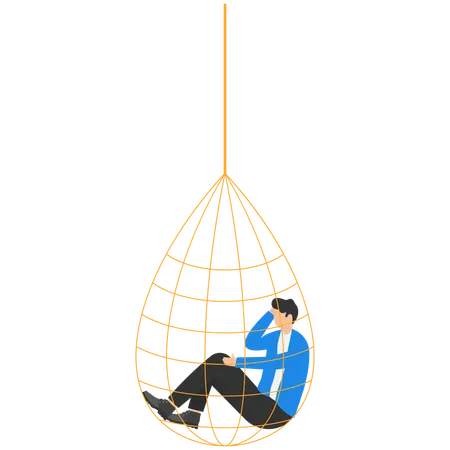 Businessman trapped in money trap  Illustration