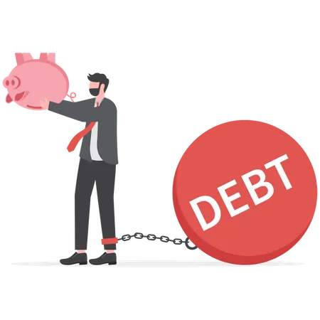 Businessman With More Debt Than Savings Businessman Shaking An Empty Piggy Bank Investment Loss Illustration