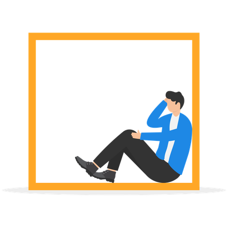 Businessman trapped in small box  Illustration