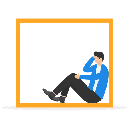 Businessman trapped in small box  Illustration