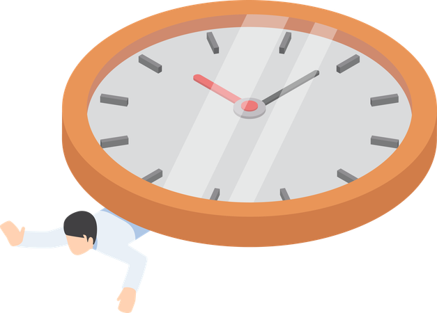 Businessman trapped in time deadline  Illustration