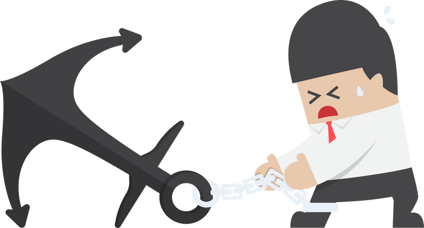 Businessman trapped in trap anchor Illustration