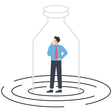 Businessman trapped in water bottle  Illustration