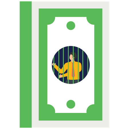 Businessman trapped inside dollar  Illustration