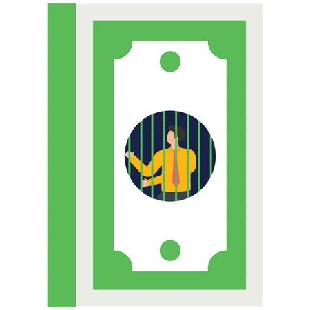 Businessman trapped inside dollar  Illustration