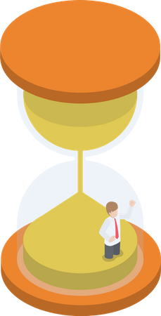 Businessman trapped inside hourglass Illustration