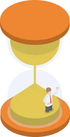 Businessman trapped inside hourglass  Illustration