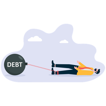 Businessman trapped under debt issues  Illustration