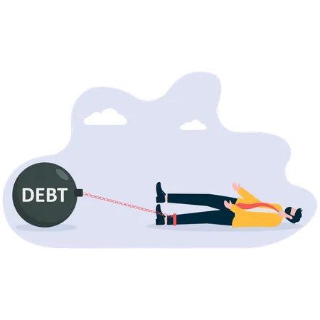 Businessman trapped under debt issues  Illustration