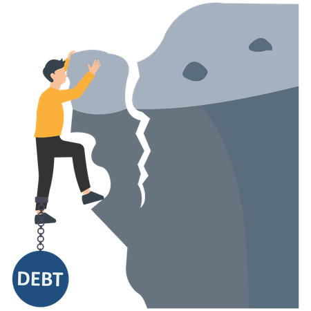 Businessman trapped with debt  Illustration
