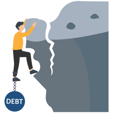 Businessman trapped with debt  Illustration