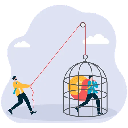 Businessman trapping employee  Illustration