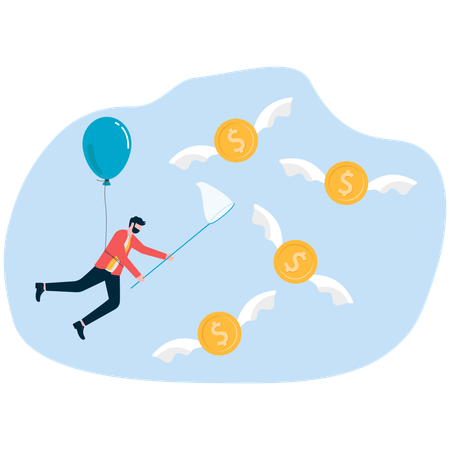 Businessman  trapping social media content  Illustration